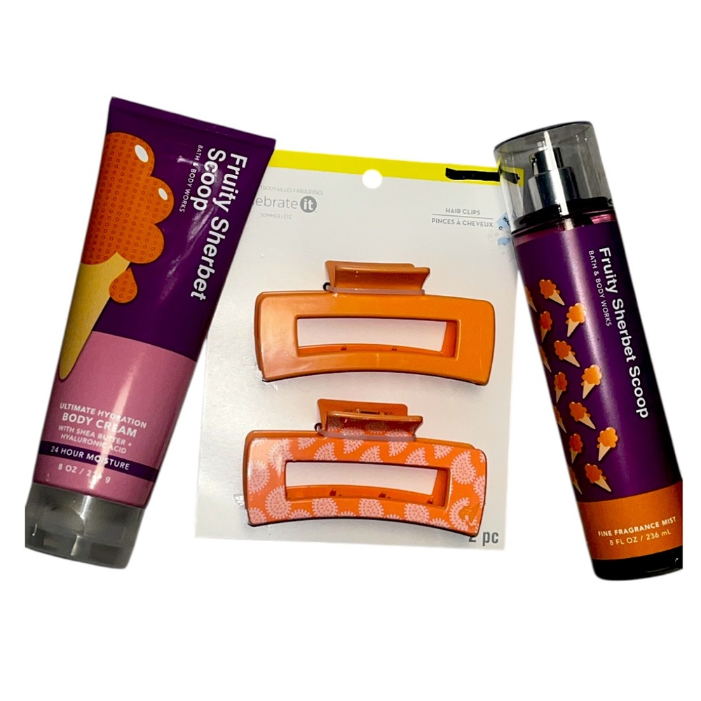 Fruity Sherbet Scoop Body Cream/Mist and Hair Clip Set Bath & Body Works